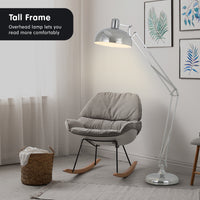 Thumbnail for Sarantino Metal Architect Floor Lamp Shade Adjustable Height - Chrome