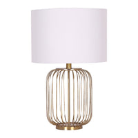 Thumbnail for Sarantino Rose Gold Table Lamp with Linen Drum Shade
