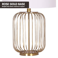 Thumbnail for Sarantino Rose Gold Table Lamp with Linen Drum Shade