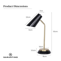 Thumbnail for Sarantino Electric Reading Light Table Lamp Brass Finish - Black