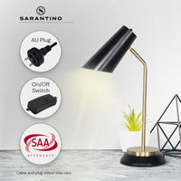 Thumbnail for Sarantino Electric Reading Light Table Lamp Brass Finish - Black