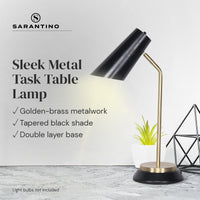 Thumbnail for Sarantino Electric Reading Light Table Lamp Brass Finish - Black