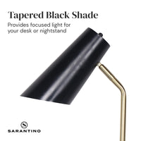 Thumbnail for Sarantino Electric Reading Light Table Lamp Brass Finish - Black