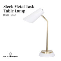 Thumbnail for Sarantino Electric Reading Light Table Lamp Brass Finish - White