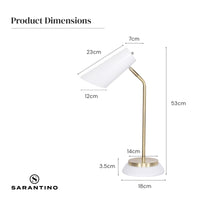 Thumbnail for Sarantino Electric Reading Light Table Lamp Brass Finish - White