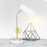 Thumbnail for Sarantino Electric Reading Light Table Lamp Brass Finish - White