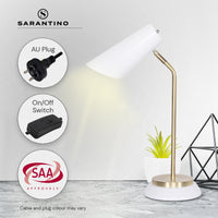 Thumbnail for Sarantino Electric Reading Light Table Lamp Brass Finish - White