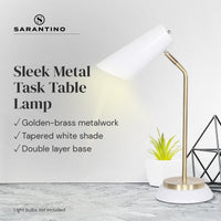 Thumbnail for Sarantino Electric Reading Light Table Lamp Brass Finish - White