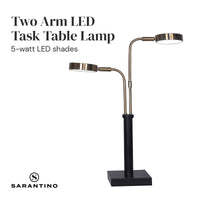 Thumbnail for Sarantino LED Metal Table Lamp with 2 Lights Brushed Gold Black Finish