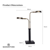 Thumbnail for Sarantino LED Metal Table Lamp with 2 Lights Brushed Gold Black Finish