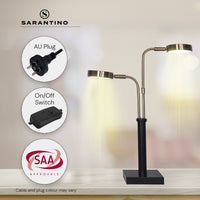 Thumbnail for Sarantino LED Metal Table Lamp with 2 Lights Brushed Gold Black Finish