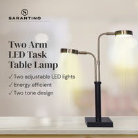 Thumbnail for Sarantino LED Metal Table Lamp with 2 Lights Brushed Gold Black Finish