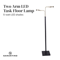 Thumbnail for Sarantino LED Metal Floor Lamp with 2 Lights in Brushed Gold and Black Finish