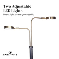 Thumbnail for Sarantino LED Metal Floor Lamp with 2 Lights in Brushed Gold and Black Finish