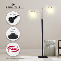 Thumbnail for Sarantino LED Metal Floor Lamp with 2 Lights in Brushed Gold and Black Finish