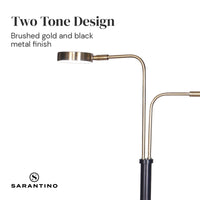 Thumbnail for Sarantino LED Metal Floor Lamp with 2 Lights in Brushed Gold and Black Finish