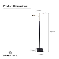 Thumbnail for Sarantino LED Metal Floor Lamp with 2 Lights in Brushed Gold and Black Finish