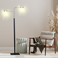 Thumbnail for Sarantino LED Metal Floor Lamp with 2 Lights in Brushed Gold and Black Finish
