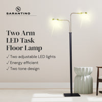 Thumbnail for Sarantino LED Metal Floor Lamp with 2 Lights in Brushed Gold and Black Finish