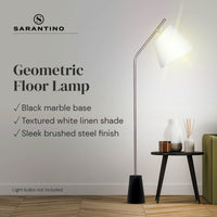 Thumbnail for Sarantino Metal Floor Lamp Nickel Finish with Black Marble Base