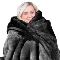 Thumbnail for Laura Hill 600GSM Faux Mink Blanket Double-Sided Queen Size - Black