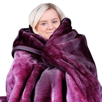 Thumbnail for Laura Hill Double-sided Large 220 X 240cm Faux Mink Throw Rug Blanket 800-gsm Heavy - Purple