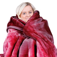 Thumbnail for Laura Hill Double-sided Large 220 X 240cm Faux Mink Throw Rug Blanket 800-gsm Heavy - Red