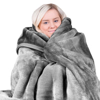 Thumbnail for Laura Hill Double-sided Large 220 X 240cm Faux Mink Throw Rug Blanket 800-gsm Heavy - Silver