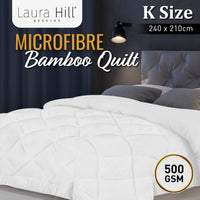 Thumbnail for Laura Hill 500GSM Microfibre Bamboo Quilt Comforter Doona - King