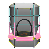 Thumbnail for Kahuna 4.5ft Trampoline Round Free Safety Net Spring Pad Cover Mat Outdoor Green Pink