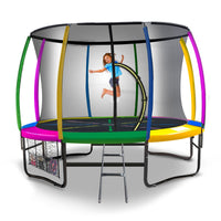 Thumbnail for Kahuna 8ft Outdoor Rainbow Trampoline For Kids And Children Suited For Fitness Exercise Gymnastics With Safety Enclosure