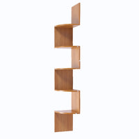 Thumbnail for Sarantino 5 Tier Corner Wall Shelf Display Shelves Dvd Book Storag Rack Floating Mounted - Beech