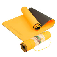 Thumbnail for Powertrain Eco-friendly Dual Layer 8mm Yoga Mat | Orange | Non-slip Surface And Carry Strap For Ultimate Comfort And Portability