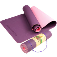 Thumbnail for Powertrain Eco-friendly Dual Layer 8mm Yoga Mat | Purple | Non-slip Surface And Carry Strap For Ultimate Comfort And Portability