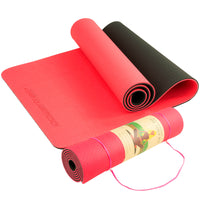 Thumbnail for Powertrain Eco-friendly Dual Layer 8mm Yoga Mat | Red Blush | Non-slip Surface And Carry Strap For Ultimate Comfort And Portability