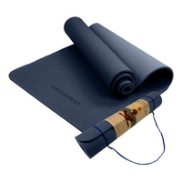 Thumbnail for Powertrain Eco-friendly Dual Layer 6mm Yoga Mat | Navy | Non-slip Surface And Carry Strap For Ultimate Comfort And Portability