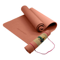 Thumbnail for Powertrain Eco-friendly Dual Layer 6mm Yoga Mat | Peach | Non-slip Surface And Carry Strap For Ultimate Comfort And Portability