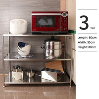 Thumbnail for 3 Tiers 80cm Height Stainless Steel Kitchen Microwave Oven Storage Rack Multilayer Organizer for Cookware