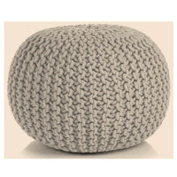 Thumbnail for Braided Ottoman Pouffe Footstool Hand Knitted (Beige)