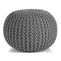 Thumbnail for Braided Ottoman Pouffe Footstool Hand Knitted (Grey)