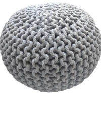 Thumbnail for Braided Ottoman Pouffe Footstool Hand Knitted (Light Grey)