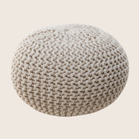 Thumbnail for Braided Ottoman Pouffe Footstool Hand Knitted (Natural)