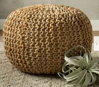 Thumbnail for Braided Ottoman Jute Pouffe Footstool Hand Knitted