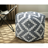 Thumbnail for Vintage Geometric Pouf Cotton Printed Footstool Ottoman Pouffe Cover 55 cm X 45