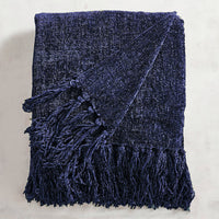 Thumbnail for Acrylic Chenille Tassel Knitted Blanket Bed Sofa Throw Rug 150 x 200 cm (Blue)