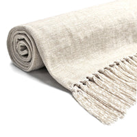 Thumbnail for Acrylic Chenille Tassel Knitted Blanket Bed Sofa Throw Rug 150 x 200 cm (White)