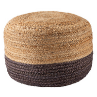 Thumbnail for Ombre Hand Braided Jute Cotton Pouf Ottoman 50 x 35 cm (Charcoal)