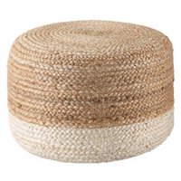 Thumbnail for Ombre Hand Braided Jute Cotton Pouf Ottoman 50 x 35 cm (Beige)
