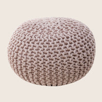Thumbnail for Braided Ottoman Pouffe Footstool Hand Knitted (Blush Pink)