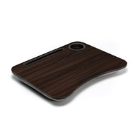 Thumbnail for Lap Desk Laptop Stand Phone Tablet Cup Holder Cushioned Lapdesk Arc IRON GREY OAK